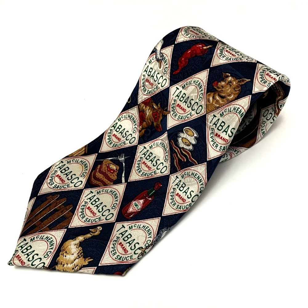 Tabasco Pepper Hot Sauce 100% Silk Multicolor Geometric Neck Tie